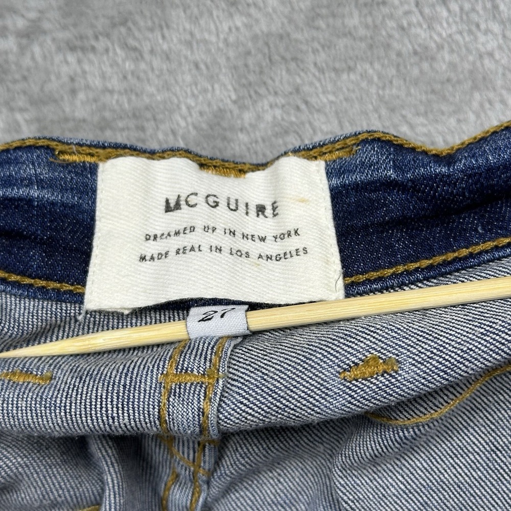 McGuire Denim Satin Tuxedo Stripe Jeans Women's 27 Modern Chic Skinny Black Trim - Picture 9 of 16